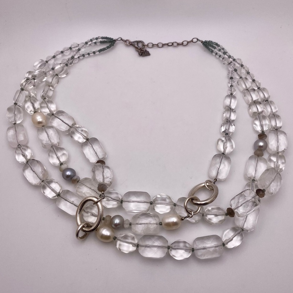 Silpada three strand silver quartz and pearls necklace